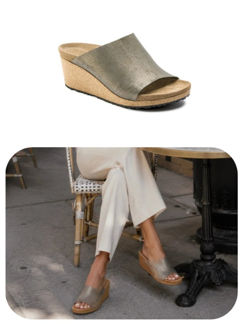 Birkenstock Women’s 9 Papillio Namica Washed Metallic Stone Gold Suede Leather